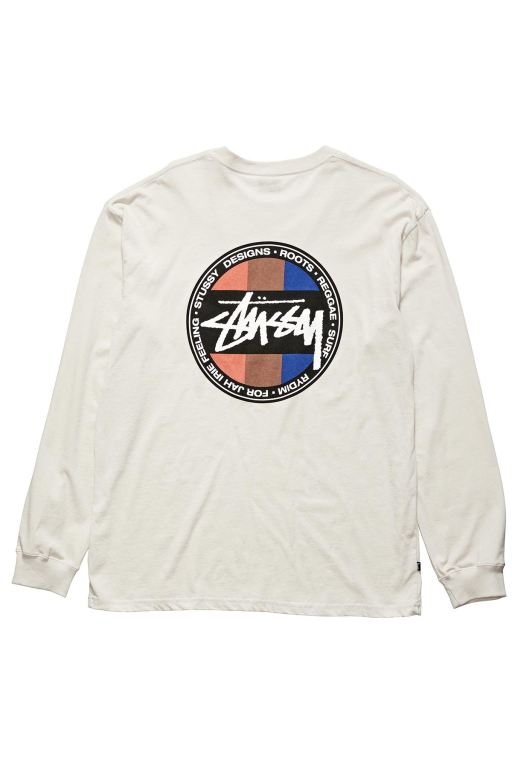 Stussy Mens Surf Dot Pocket Tee Long Sleeve T Shirt White - FPMEH1095